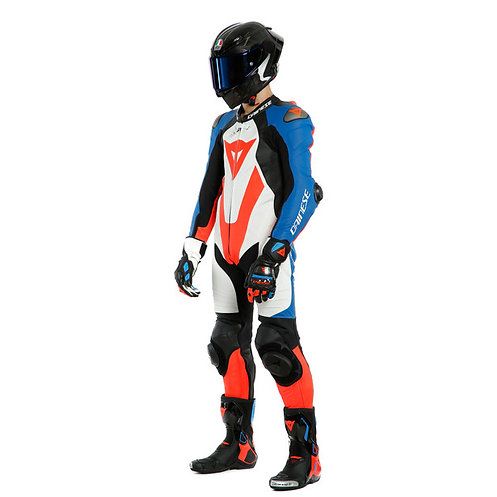 Dainese Laguna Seca 5 Perf. Leather Suit WHITE/LIGHT-BLUE/BLACK/FLUO-RED